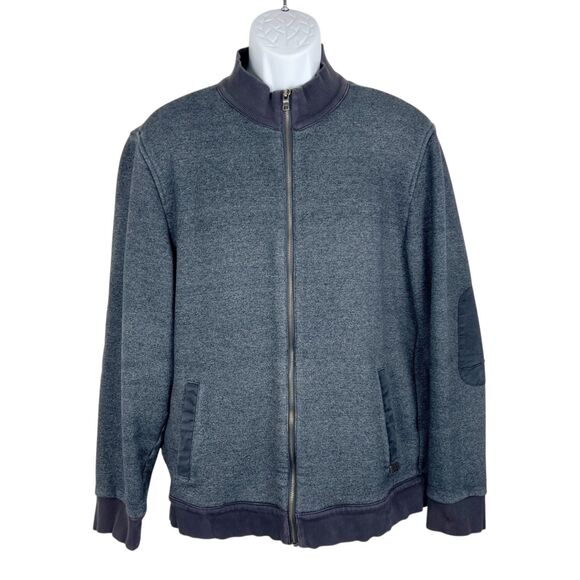 Armani Exchange Men Extra Large Grey Zip Up Sweater Fleece Lined Suede Elbow - Picture 1 of 13